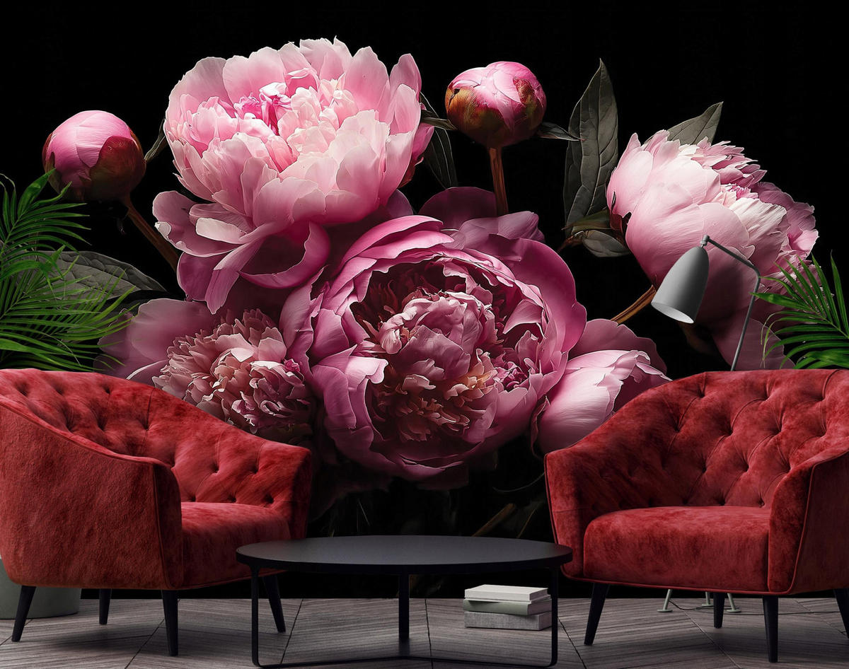 FOTOTAPETE Blumen Pfingstrosen Rosa 350x250 cm - Multicolor, Papier (350/250cm) - Wallarena