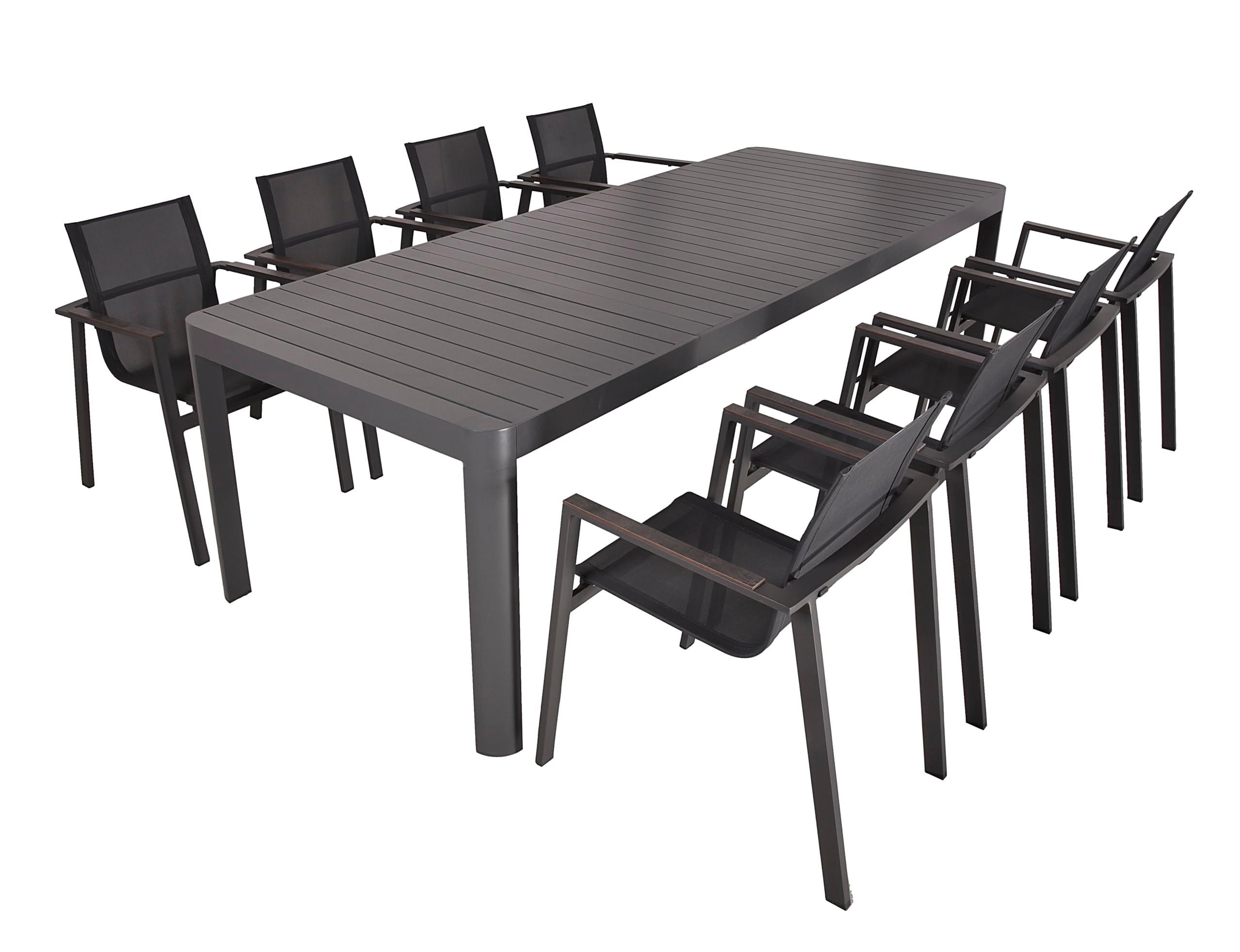 GARTEN-SITZGRUPPE Ernst 9-teilig Gartenmöbel-Set - Dunkelgrau, Kunststoff - DELUKE