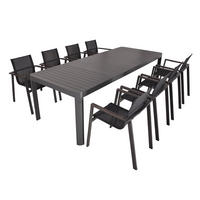 GARTEN-SITZGRUPPE Ernst 9-teilig Gartenmöbel-Set - Dunkelgrau, Kunststoff - DELUKE