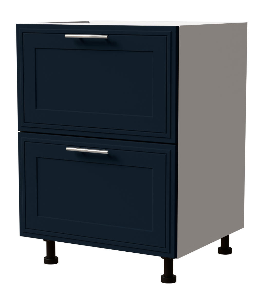 SCHUBLADENUNTERSCHRANK Salo D2/60 Weiß / Indigo Matt 60 / 50 / 82cm - HETTICH Vollauszug - Weiß/Dunkelblau, Holz/Holzwerkstoff (60/82/50cm) - Feldmann-Wohnen
