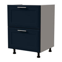 SCHUBLADENUNTERSCHRANK Salo D2/60 Weiß / Indigo Matt 60 / 50 / 82cm - Blum Teilauszug - Weiß/Dunkelblau, Holz/Holzwerkstoff (60/82/50cm) - Feldmann-Wohnen