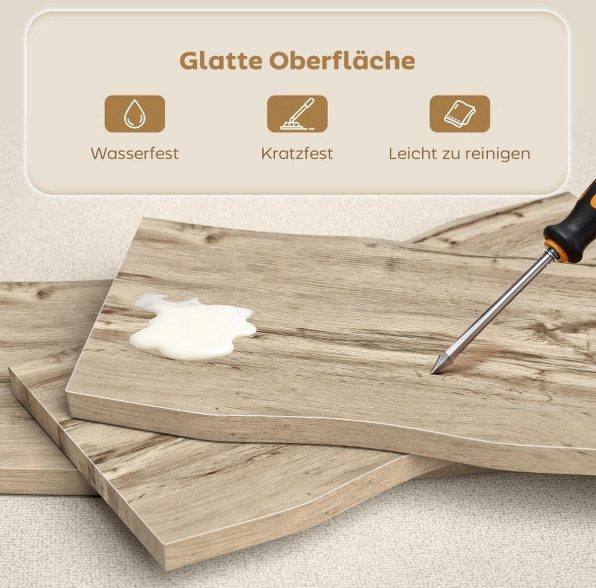 COUCHTISCH 100/50/45 cm mit 4 cm Tischplatte und Stahlbeinen in Holzoptik, Eiche - Eichefarben, Holzwerkstoff (100/50/45cm) - Redom