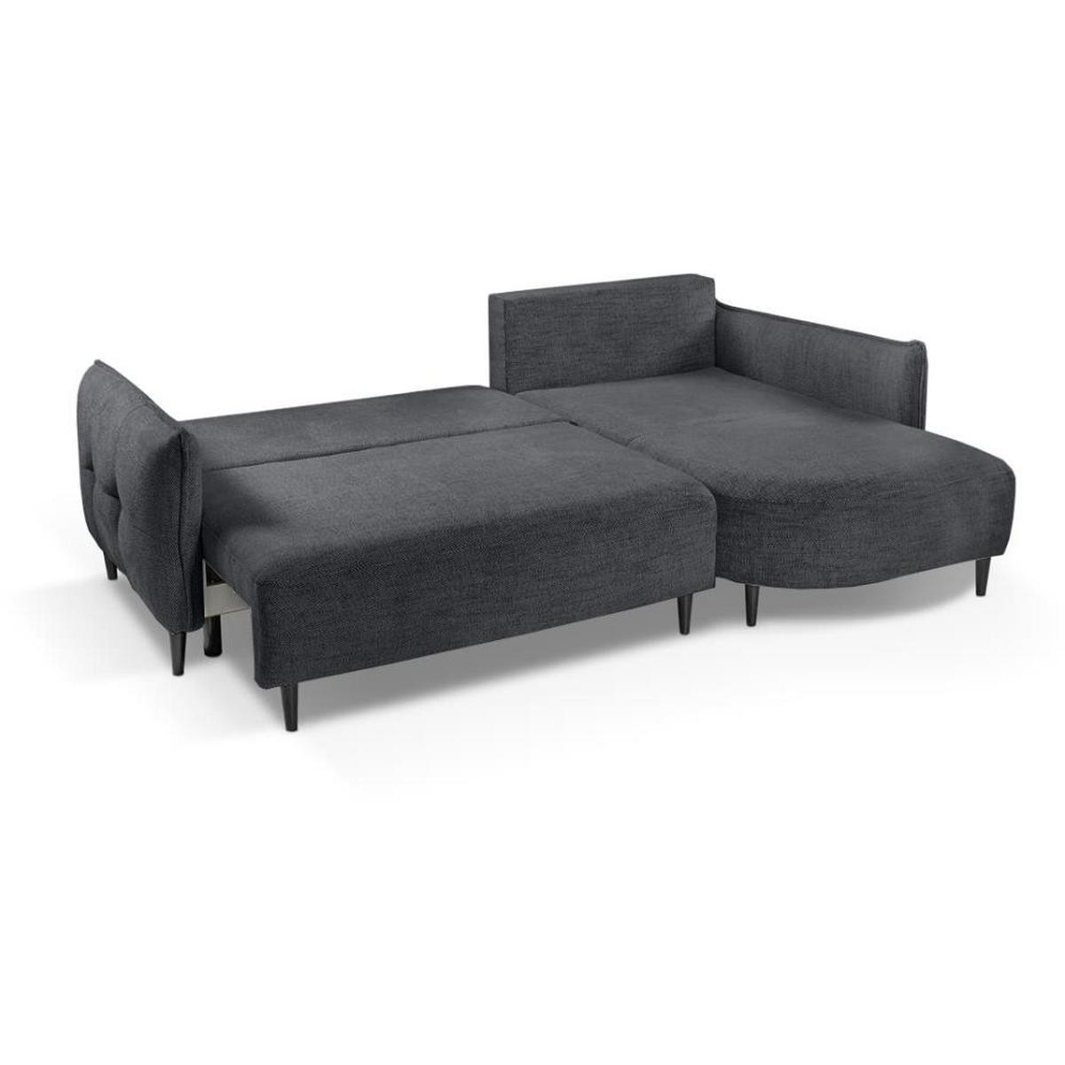 ECKSCHLAFSOFA Sycylia rechts dunkelgrau - Dunkelgrau/Schwarz, Textil (244/165cm) - Beautysofa