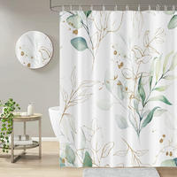 DUSCHVORHANG Blätter Grün Muster Polyester schimmelresistent mit Haken Badezimmer - Multicolor, Textil (180/180cm) - MCBOSON