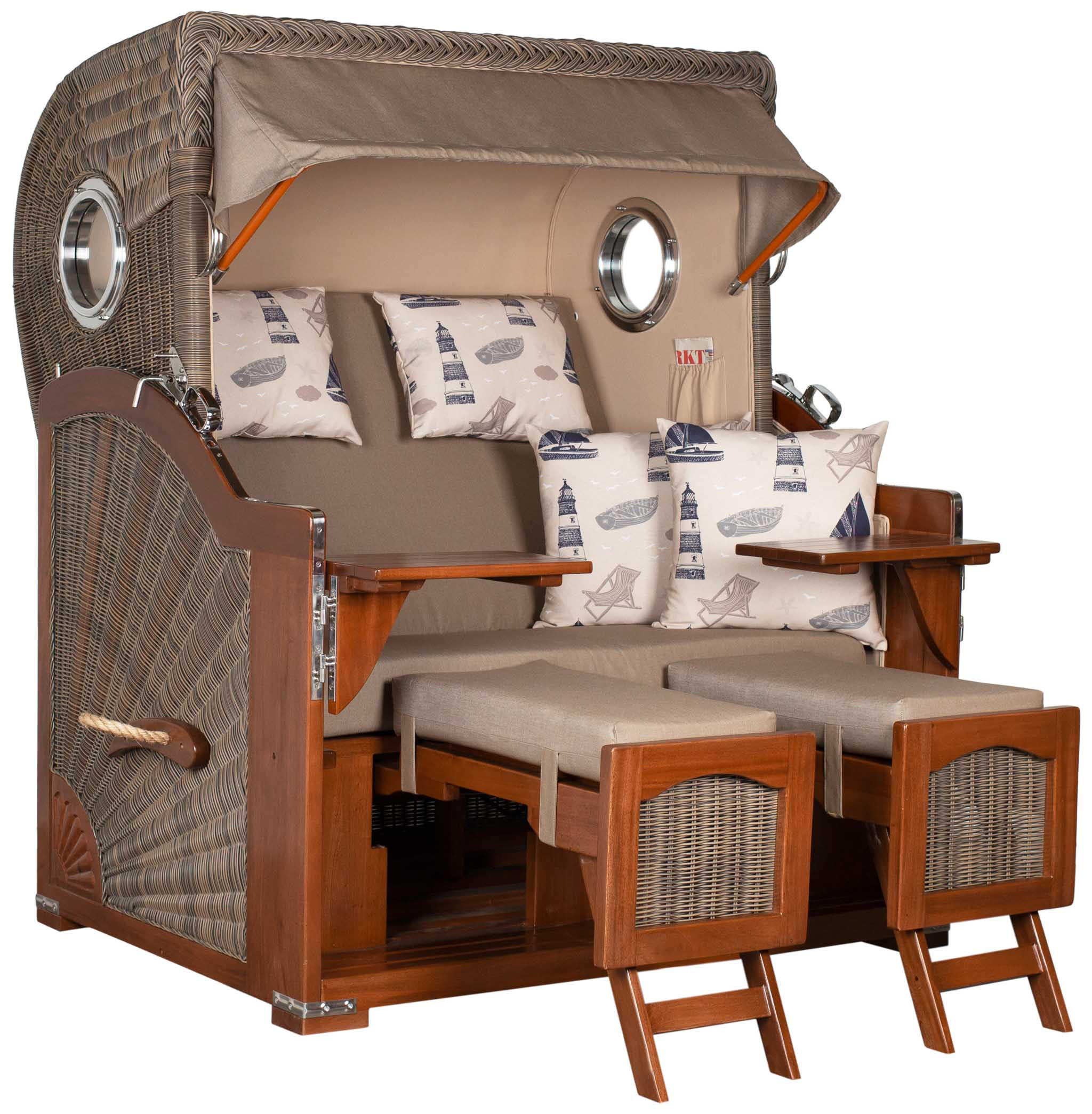 STRANDKORB XXL Düne Grande 2,5 Sitzer - Taupe/Braun, Metall (142/170/95cm) - Mr. Deko