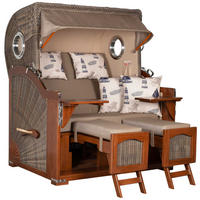 STRANDKORB XXL Düne Grande 2,5 Sitzer - Taupe/Braun, Metall (142/170/95cm) - Mr. Deko