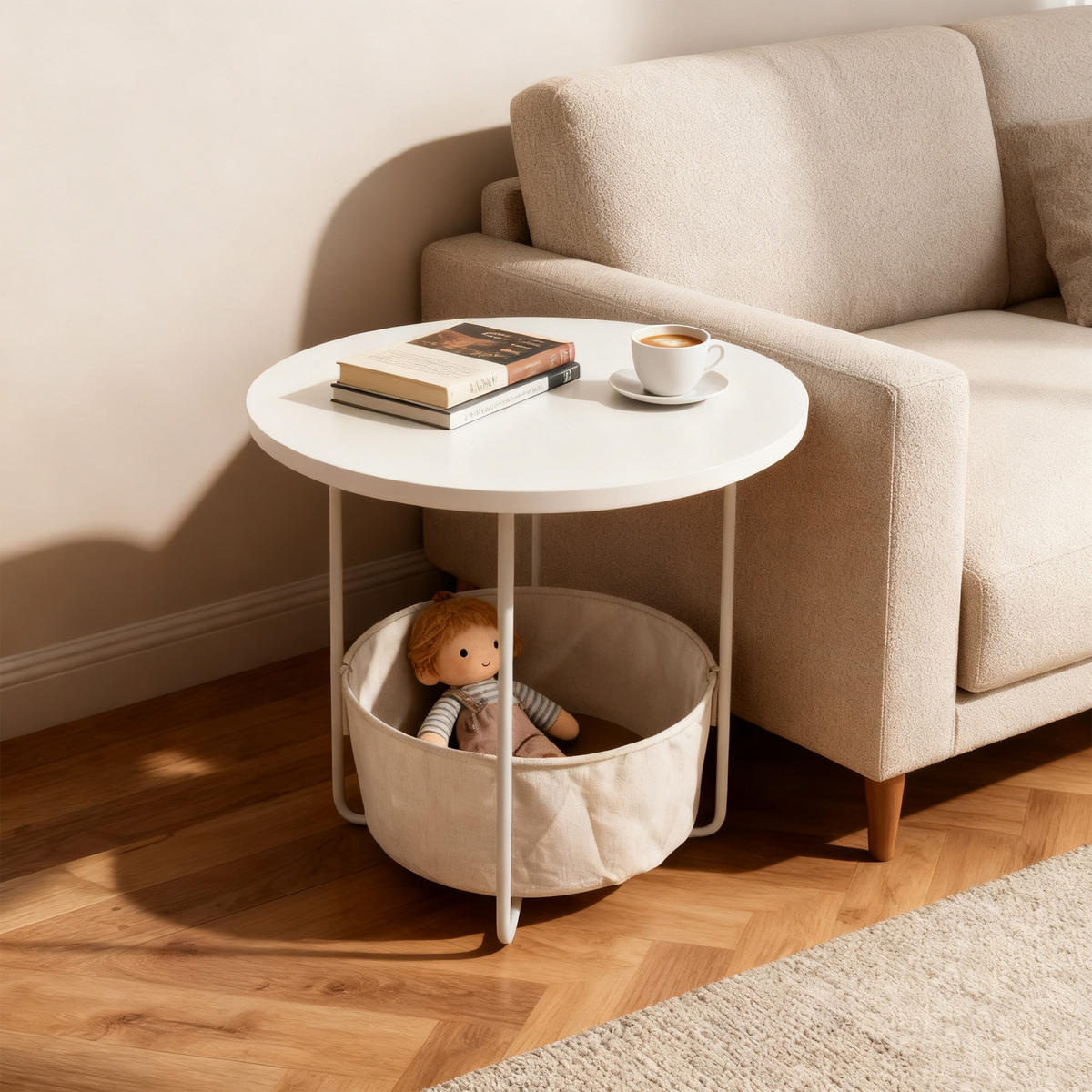 BEISTELLTISCH - Multicolor, Holzwerkstoff/Textil (45/45/50cm) - Relaxdays