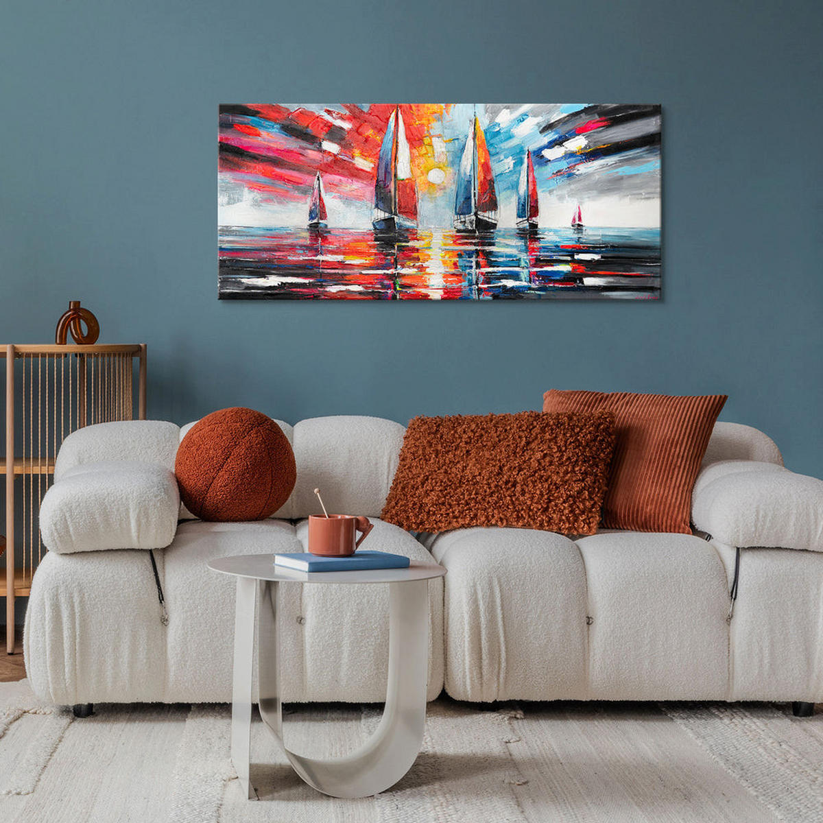 GEMÄLDE Glänzendes Meer auf Keilrahmen 115x50 cm - Multicolor, Holz (115/50cm) - YS-art gallery