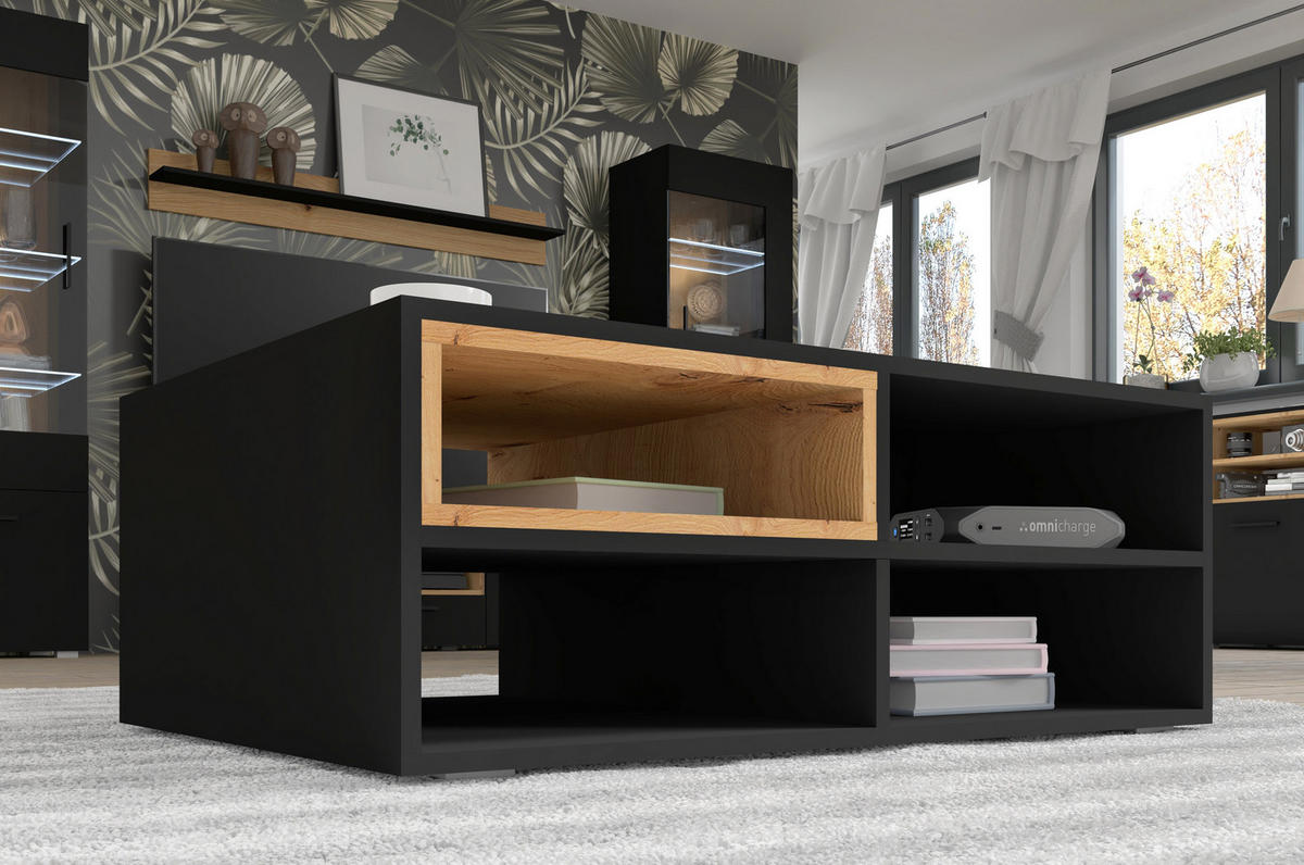 WANDREGAL Schwarz, Artisan 115/20/20 - Schwarz, Holzwerkstoff (115/20/20cm) - RAUMHIRSCH FURNITURE