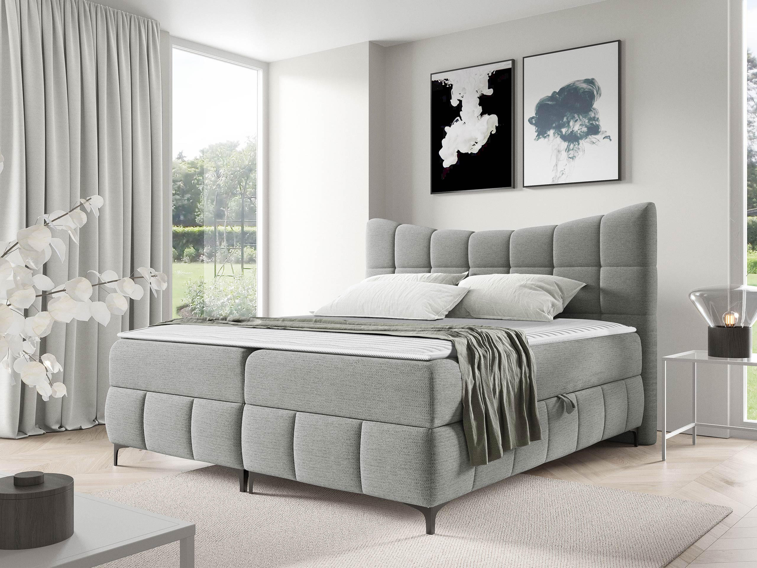 BOXBETT Nova - Schwarz/Grau, Holz/Textil (160/200cm) - MIRJAN24