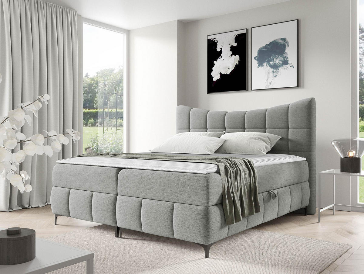 BOXBETT Nova - Schwarz/Grau, Holz/Textil (160/200cm) - MIRJAN24