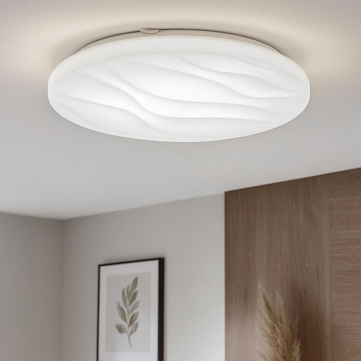 LED DECKENLEUCHTE Wellendekor Weiß - Weiß, Metall (44/44/7cm)