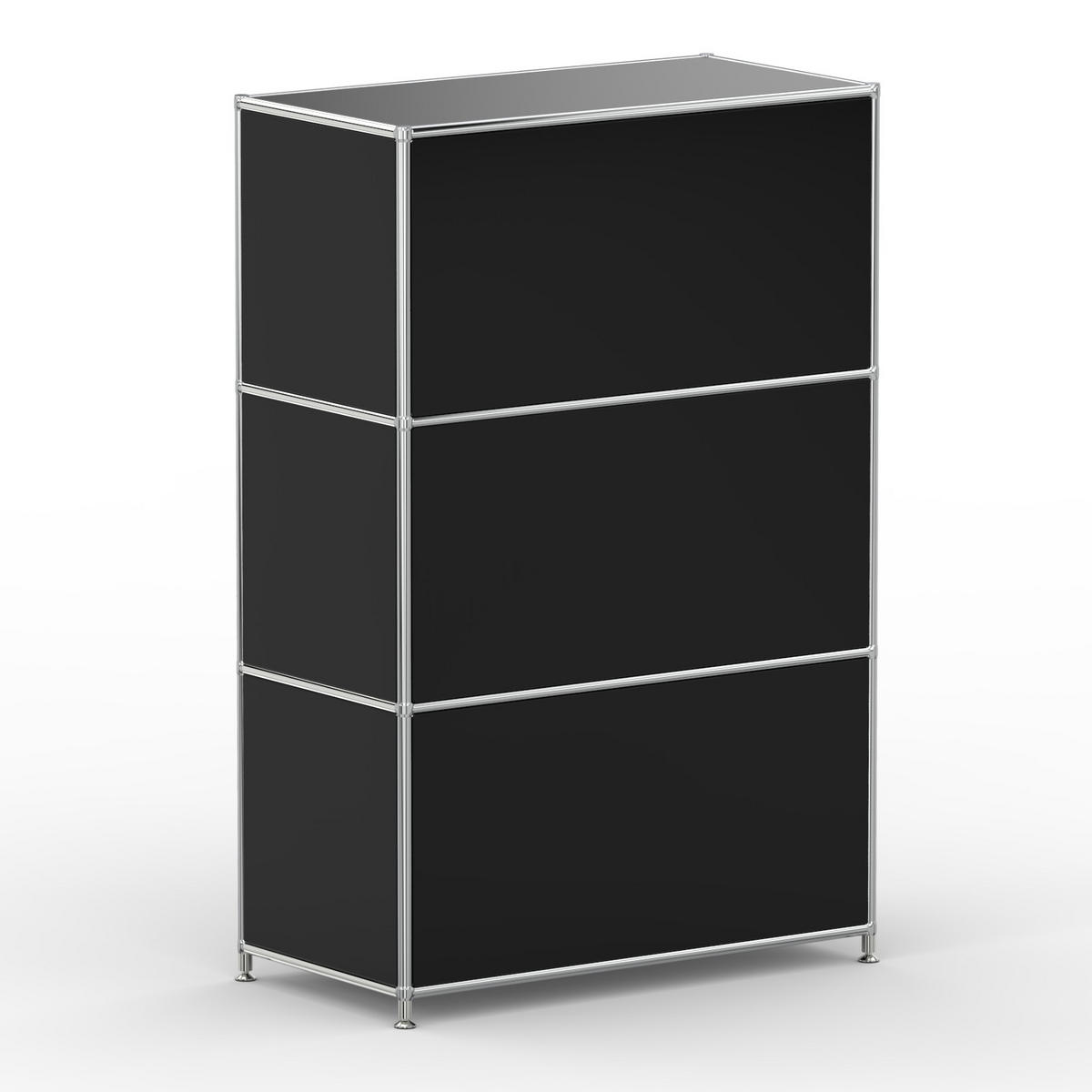 HOCHSCHRANK, 3 Klappen, Schloss, Breite 77 cm, Graphitschwarz - Chromfarben/Silberfarben, Metall (40/118/77.2cm) - Versee