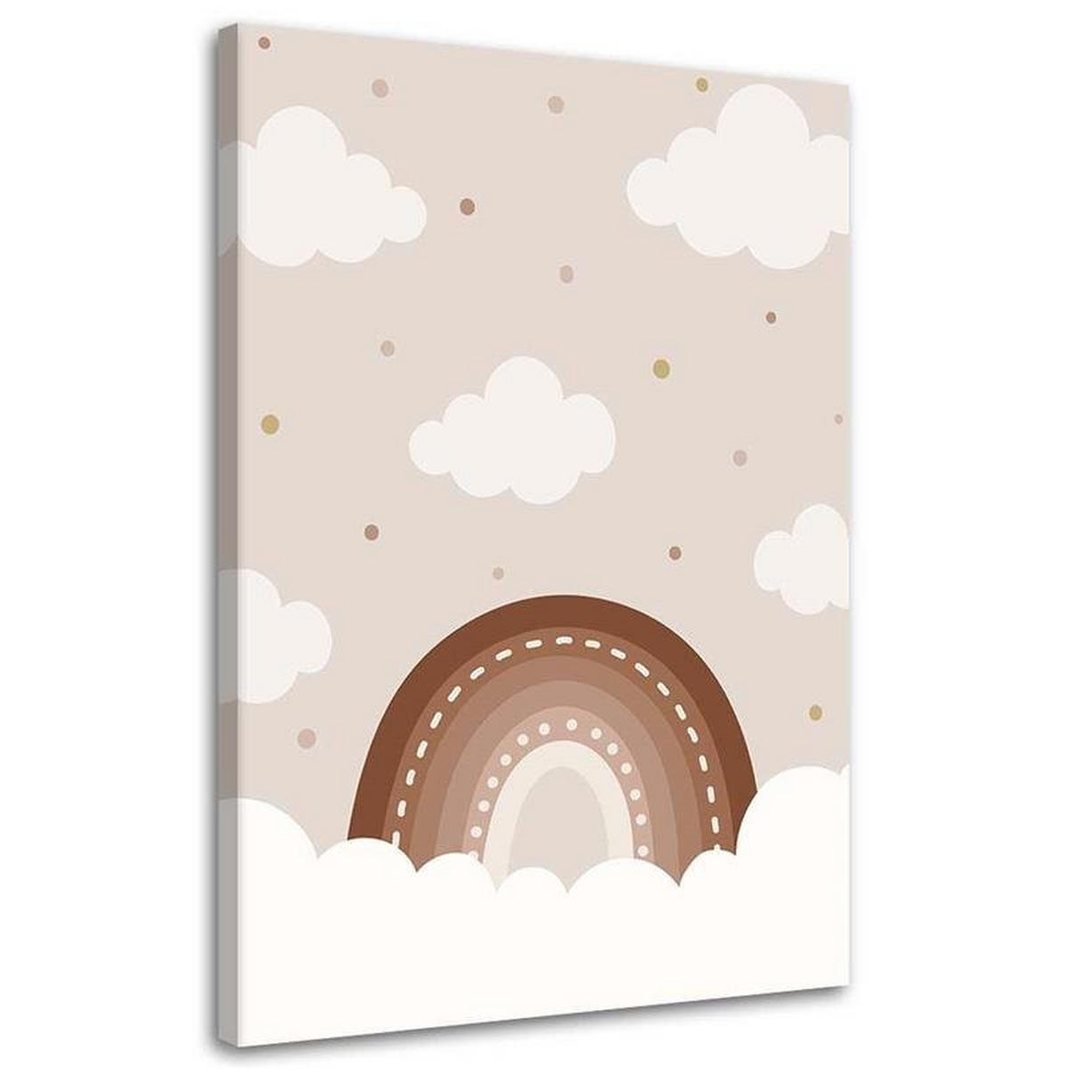 LEINWANDBILD Wolken über einem Regenbogen - Lila, Textil (70/100cm) - Feeby