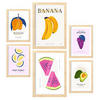 POSTER Set Mit 6 Lebensmittel Und Ernährungs Sommerfrüchte Natur Und Ernährungs Für Innenarchitektur A3 & A4 Rahmen Aus Hellem Holz - Beige, Papier (29/3cm) - Nacnic