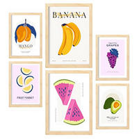 POSTER Set Mit 6 Lebensmittel Und Ernährungs Sommerfrüchte Natur Und Ernährungs Für Innenarchitektur A3 & A4 Rahmen Aus Hellem Holz - Beige, Papier (29/3cm) - Nacnic