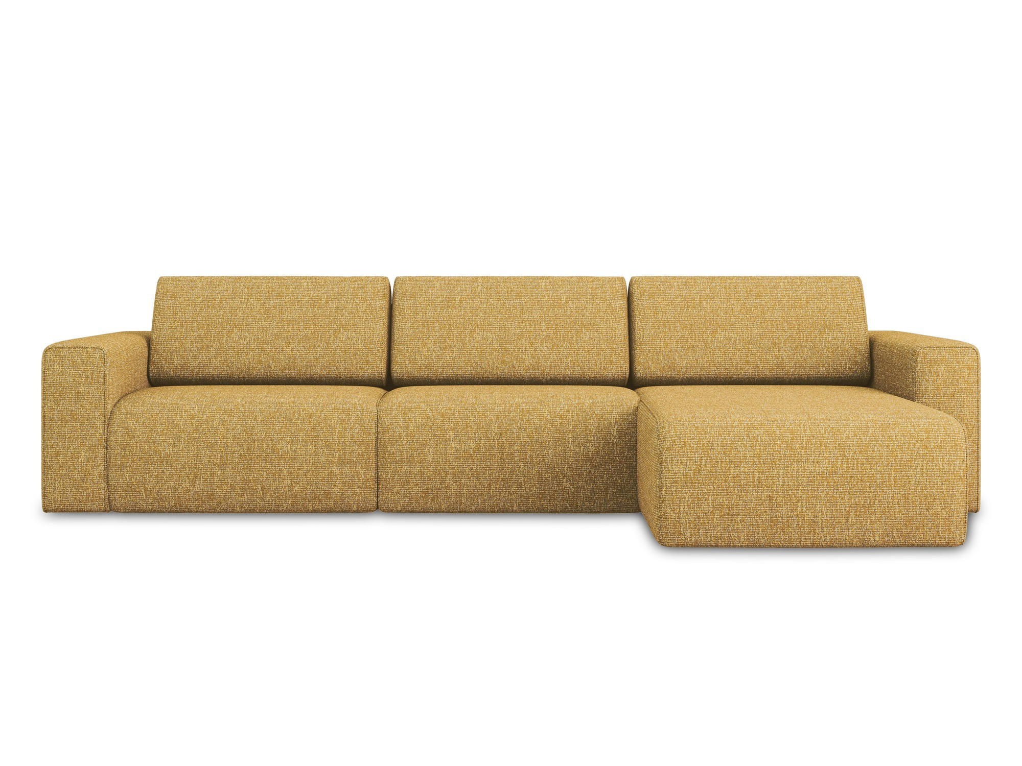 ECKSOFA rechts Strukturstoff Stoff Gelb - Currygelb/Gelb, Kunststoff/Textil (314/167cm) - Makamii
