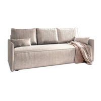 BETTSOFA MESTOR Beige Kordstoff mit Schlaffunktion - Beige, Textil (206/83/87cm) - MASSENO