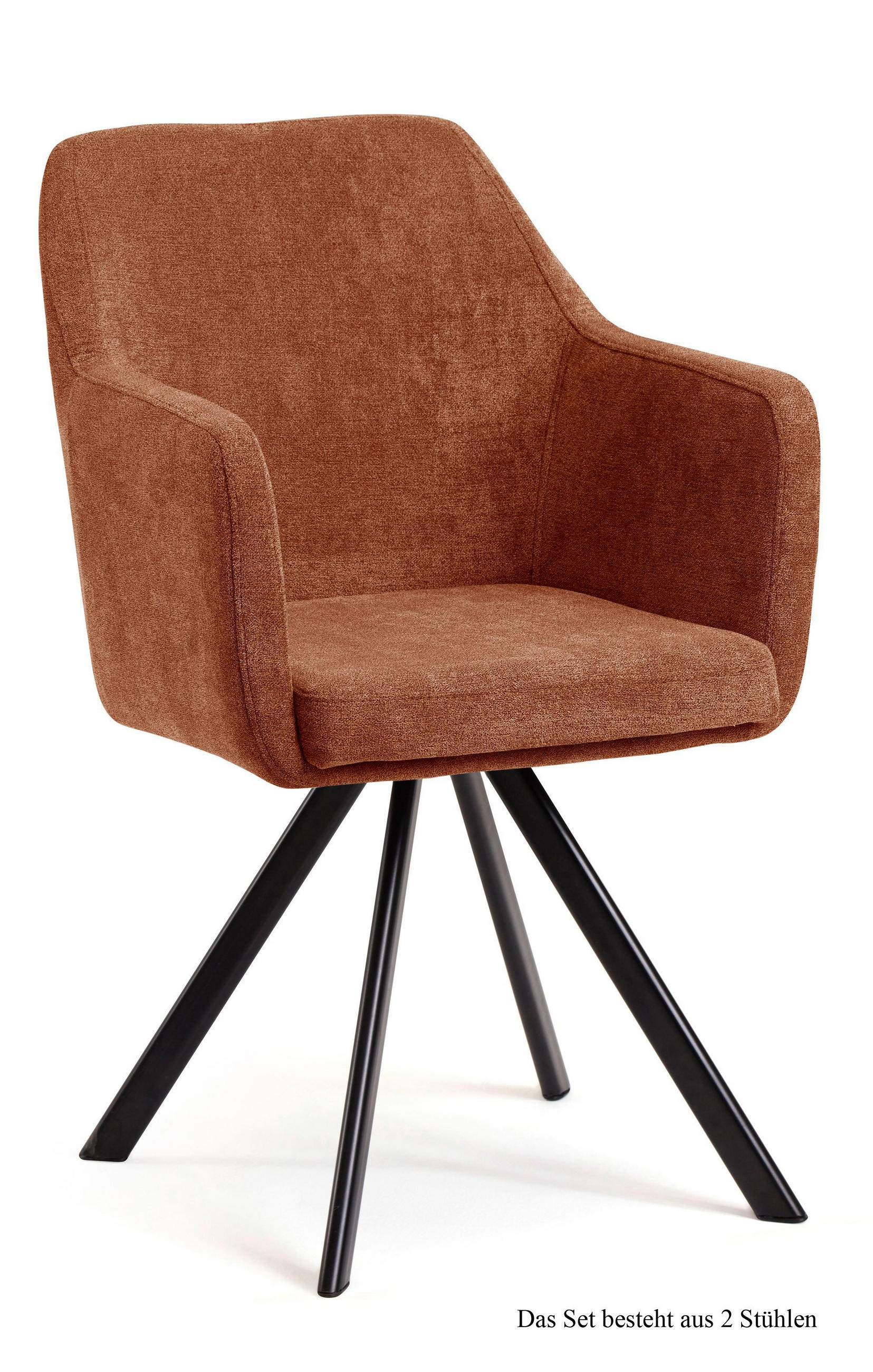 ARMLEHNSTUHL drehbar (2er-Set) Devka 57x87x60 Schwarz/Cognac - Cognac/Schwarz, Kunststoff (60/87/57cm) - 58aufmkessel