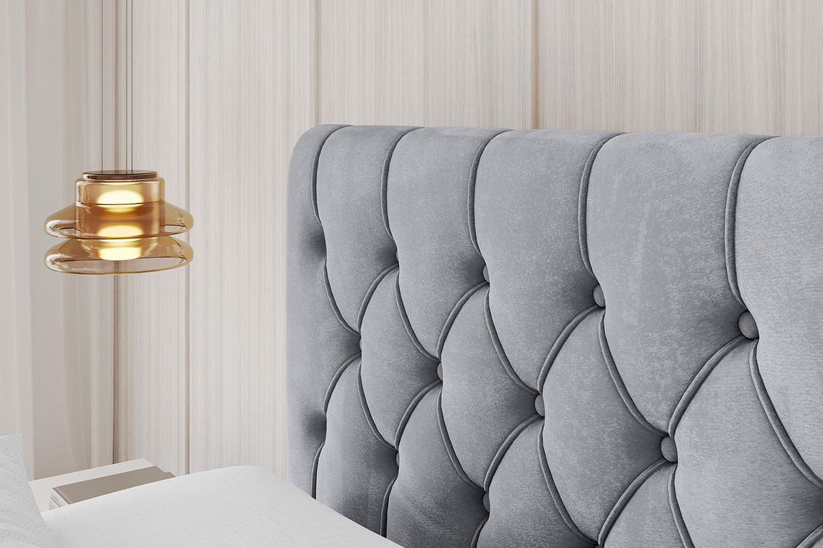 POLSTERBETT mit Bettkasten, Fußteil und Lattenrost, Boxbett mit Matratze H3/H4 - RENO-Z 120x200 Hellgrau - Hellgrau, Holzwerkstoff/Textil (120/200cm) - ALTDECOR