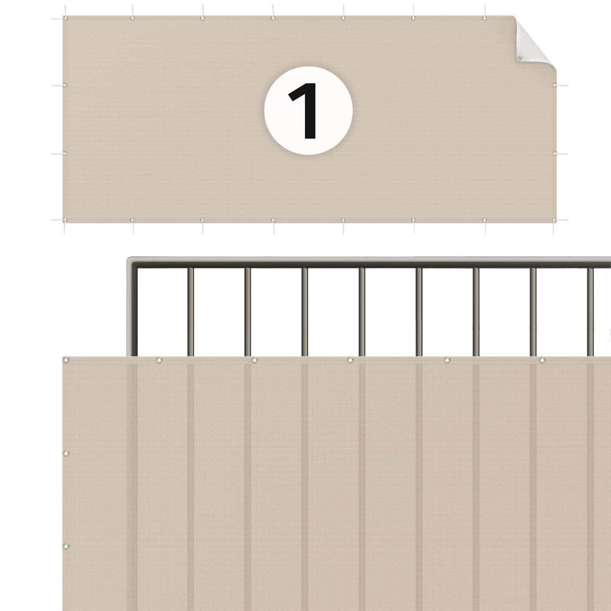 BALKON SICHTSCHUTZ Macchiato 450/100 cm - Beige, Kunststoff (450/100cm) - Bilderwelten