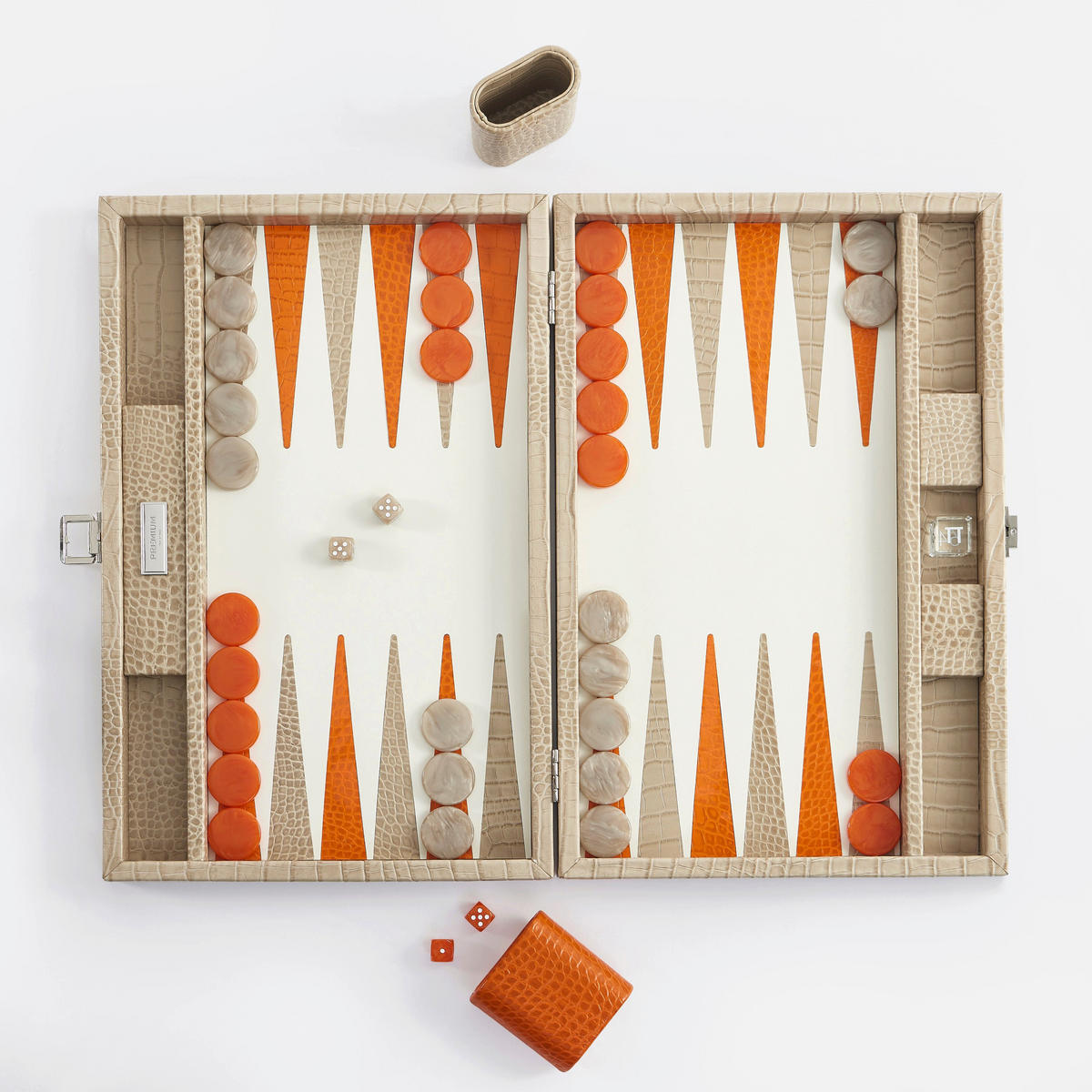 BACKGAMMON – Groß BACKGAMMON Leder Sandbeige 46cm - Beige, Leder (46/30.3cm) - Premium Interiors