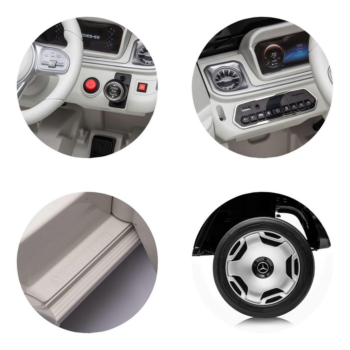 ELEKTROAUTO Mercedes SUV EQG weiß Gurt, Stoßdämpfer, Fernbedienung - Weiß, Kunststoff (121/74/62cm) - Chipolino