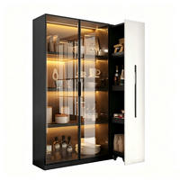 VITRINE 110,5×35×160 cm aus MDF und Sicherheitsglas mit LED-Glasvitrine und ausziehbarem Seitenregal - Schwarz, Holzwerkstoff (110.5/160/35cm) - Luhomfu