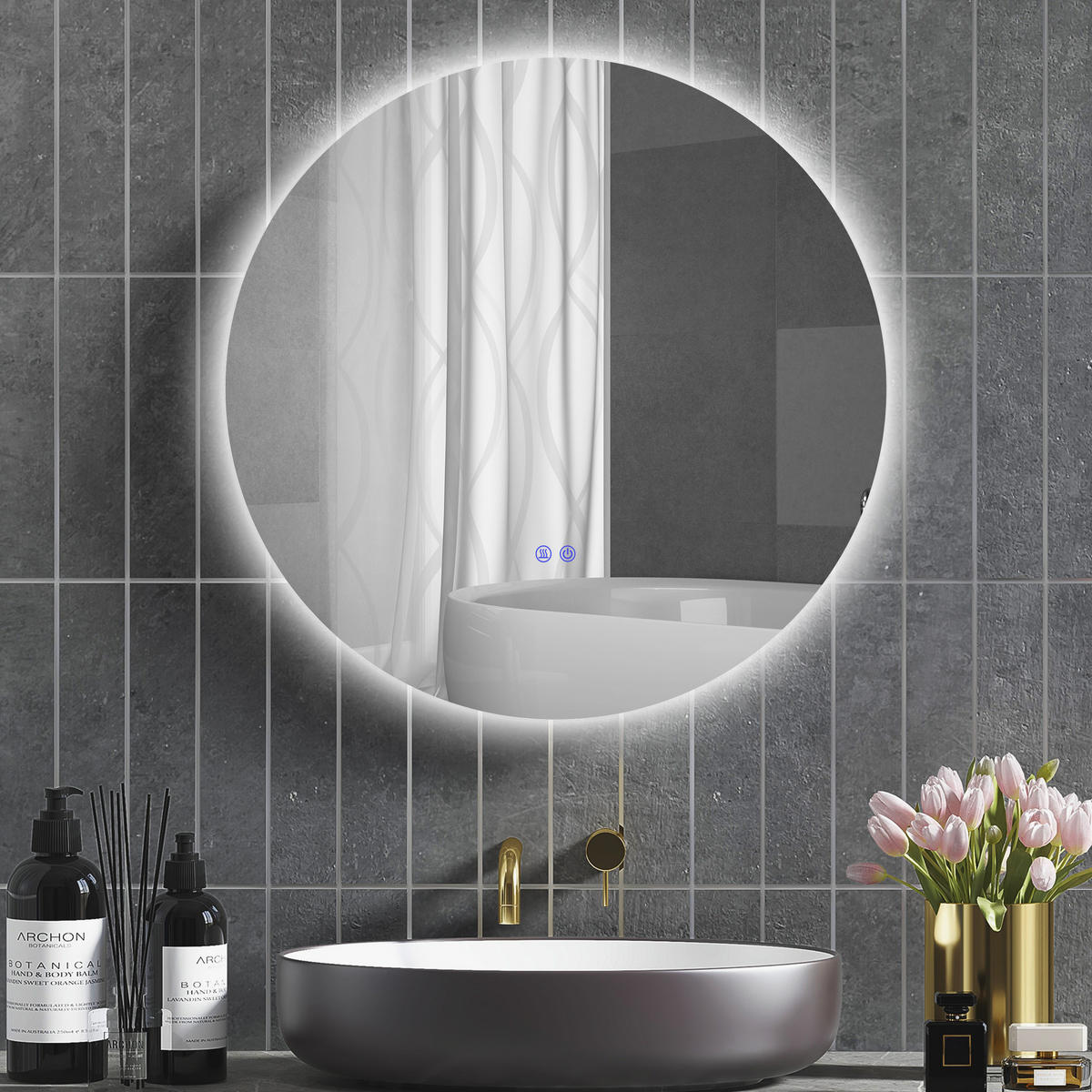BADEZIMMERSPIEGEL DE-15142 mit Touchsensor und Antibeschlag Silber - Silberfarben, Glas (80/3.5/80cm) - ComfortXL