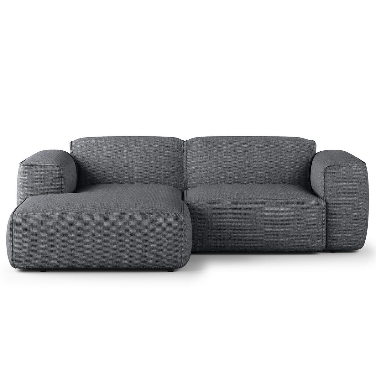 ECKSOFA mit XL-Longchair - Schwarz/Grau, Kunststoff/Textil (260/171cm) - home24