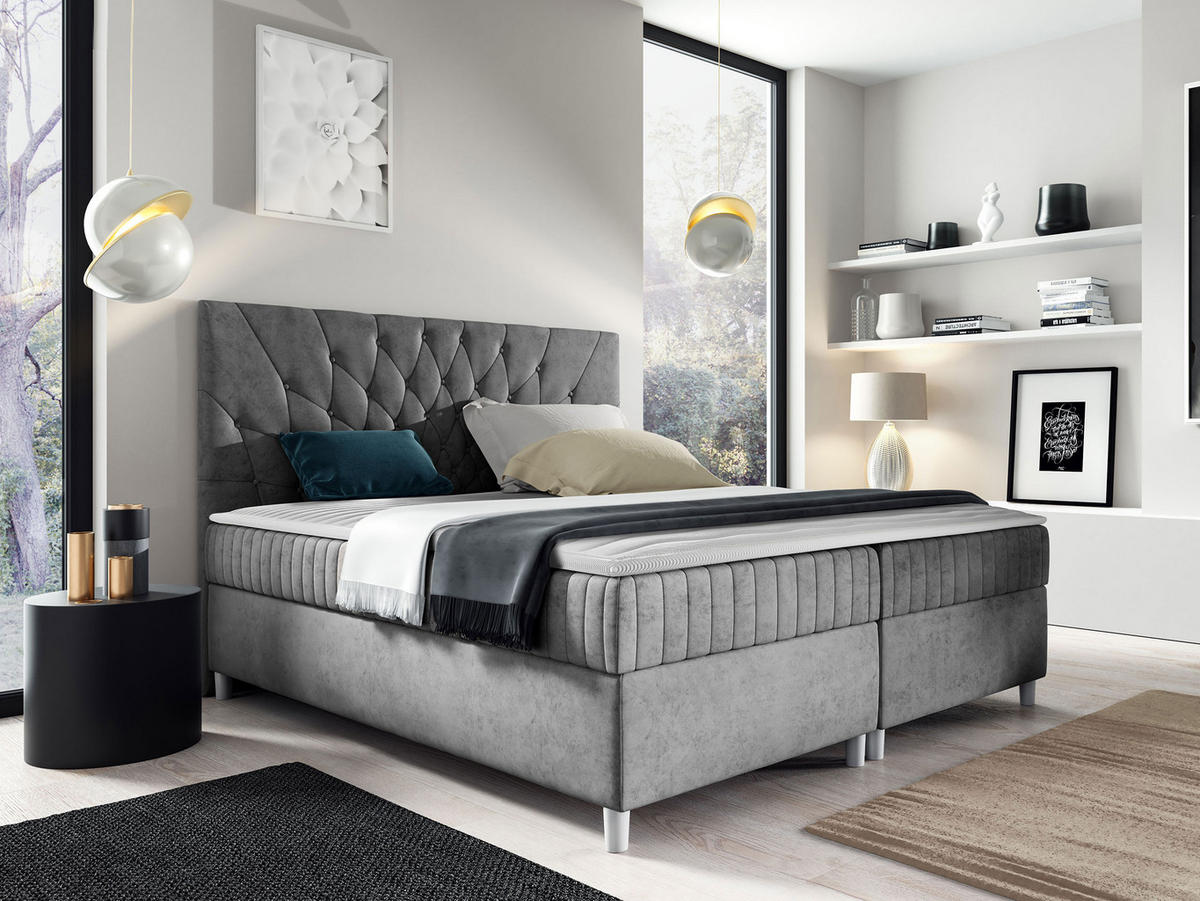 BOXBETT Prowansja - Grau, Holz (180/200cm) - MIRJAN24