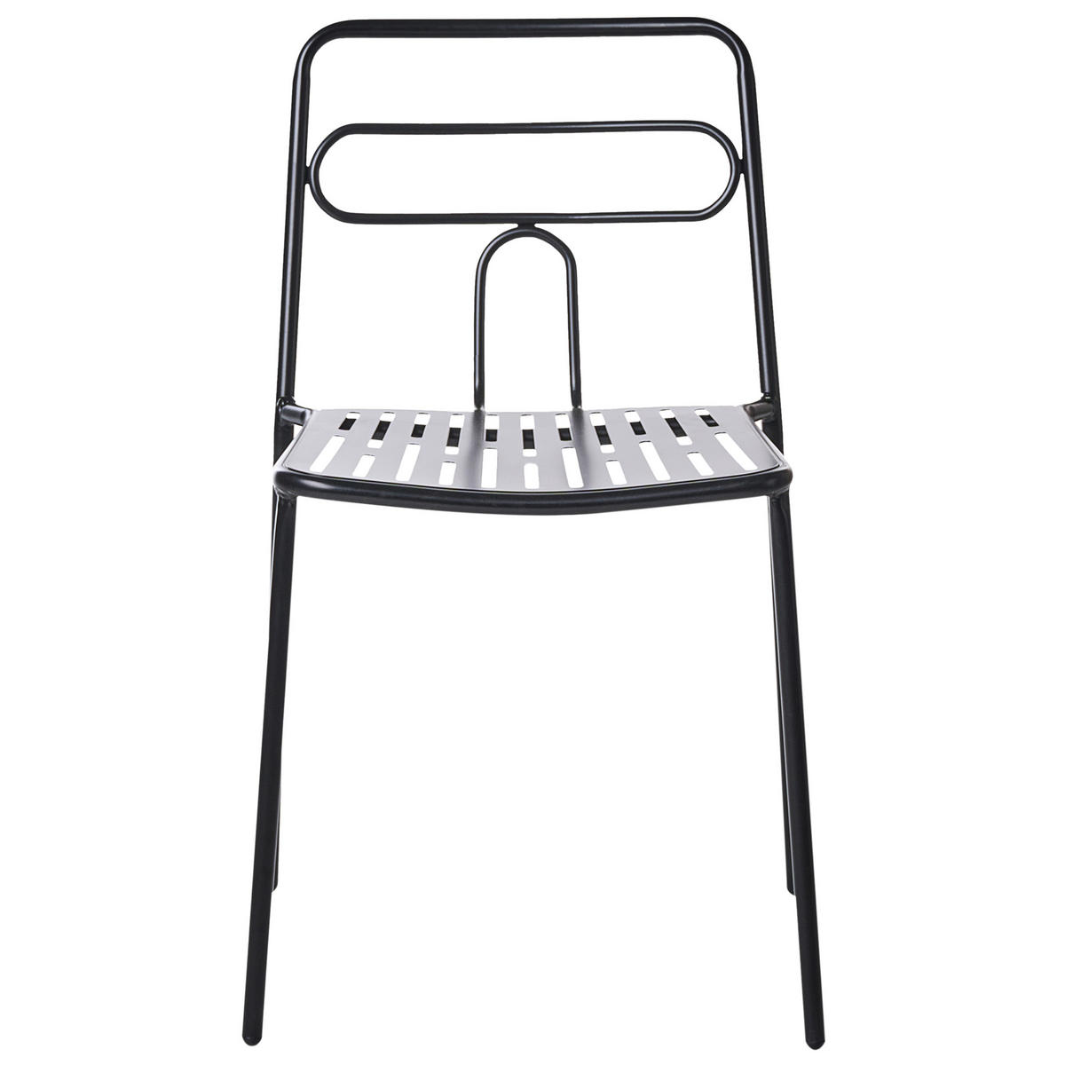GARTENSTUHL 2er-Set Metall Schwarz Agerola - Schwarz, Metall (48/78/48cm) - Beliani