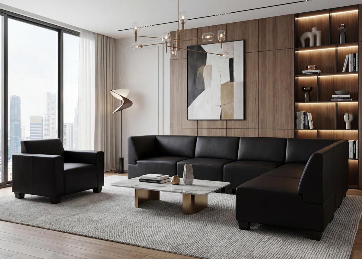 COUCH-GARNITUR Schwarz - Schwarz, Textil (258/76/186cm) - MCW