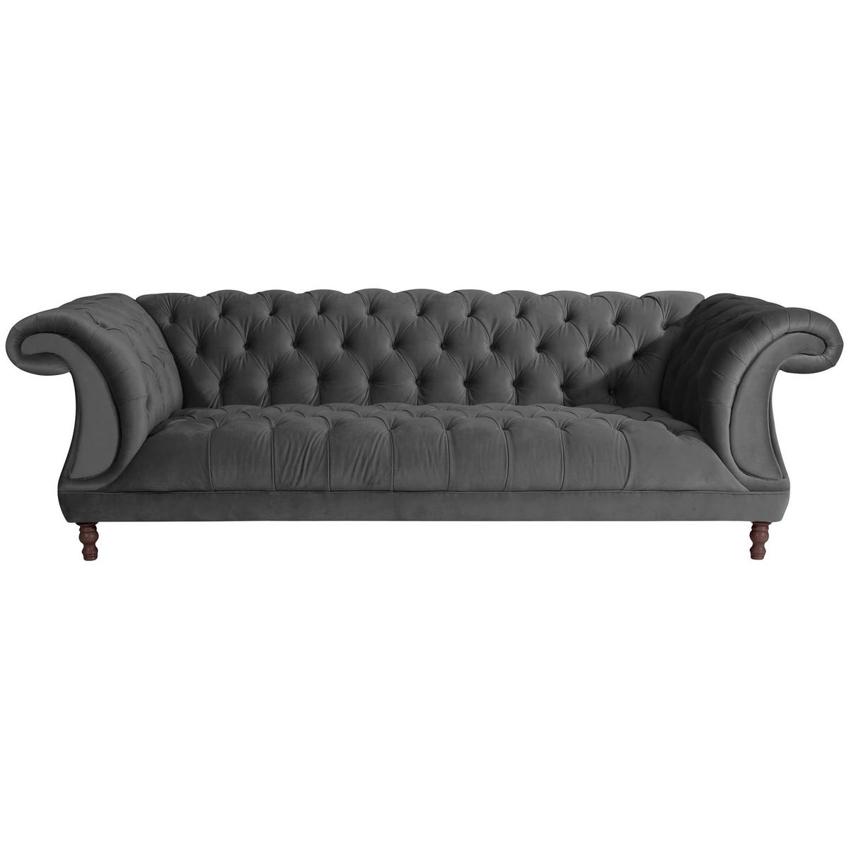 CHESTERFIELD Sofa 3-Sitzer Kaylin Samtvelours anthrazit - Anthrazit, Kunststoff (253/80/100cm) - 58aufmkessel