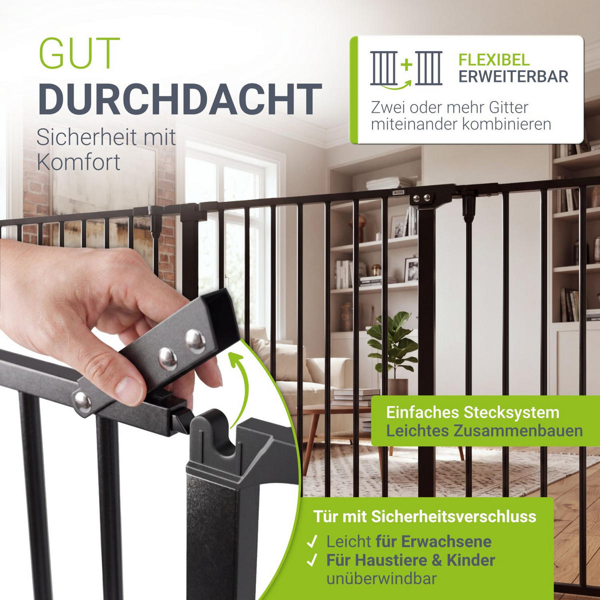 KAMINSCHUTZGITTER 300 cm - Schwarz, Metall (60/76/303cm) - Juskys