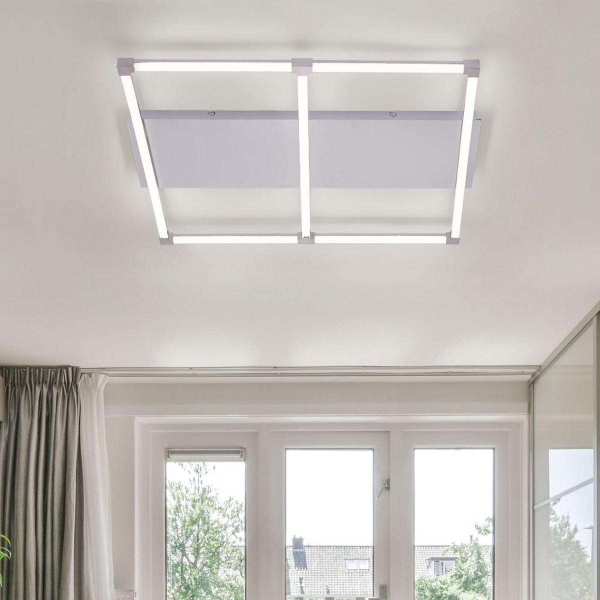 LED DECKENLEUCHTE ANNE Weiß Silber - Weiß, Metall (77.8/74.2/7cm)