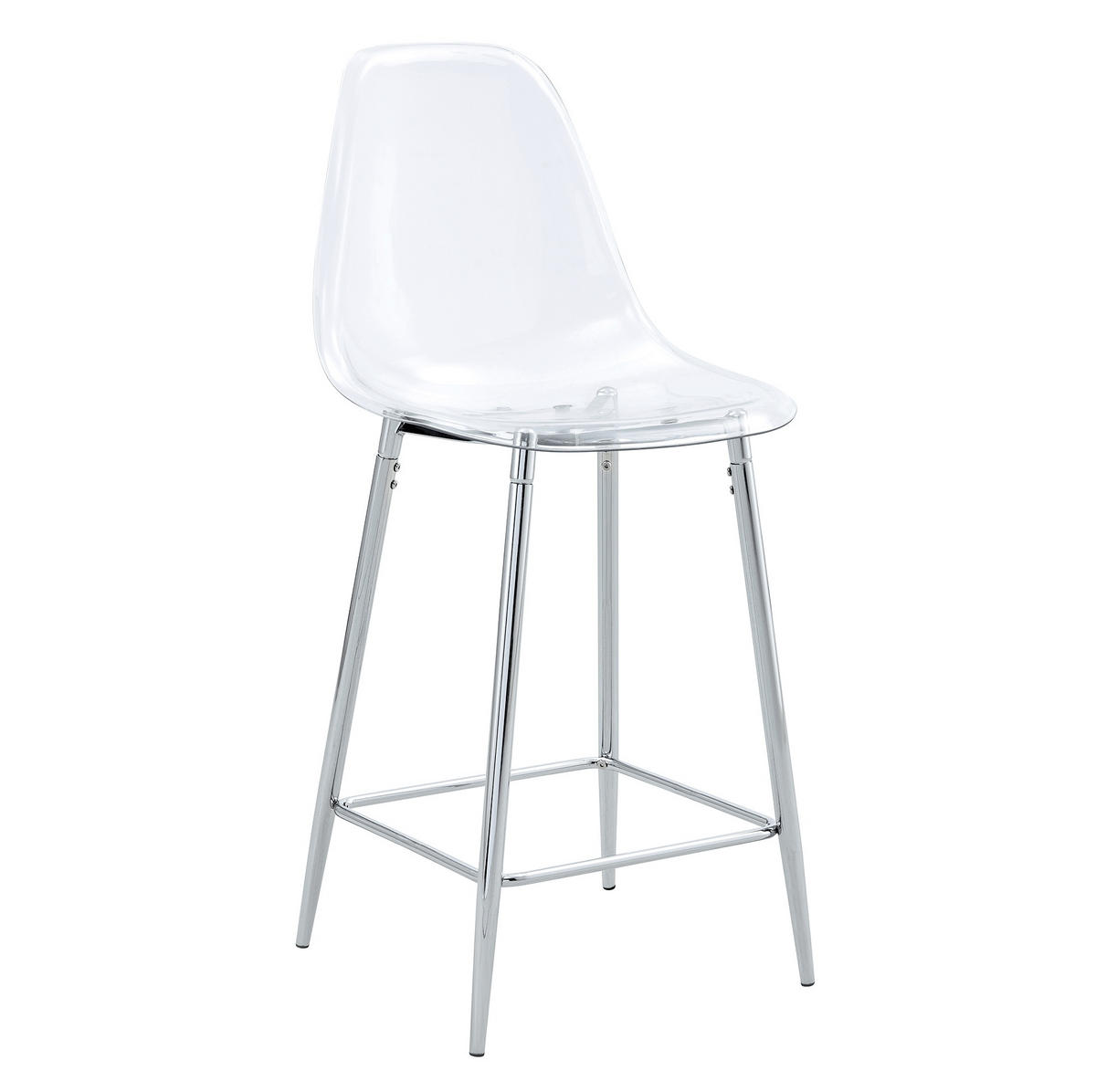BARHOCKER 2er-Set transparent mit Metallgestell Silber - Silberfarben, Metall (45/102/51cm) - Meubliv
