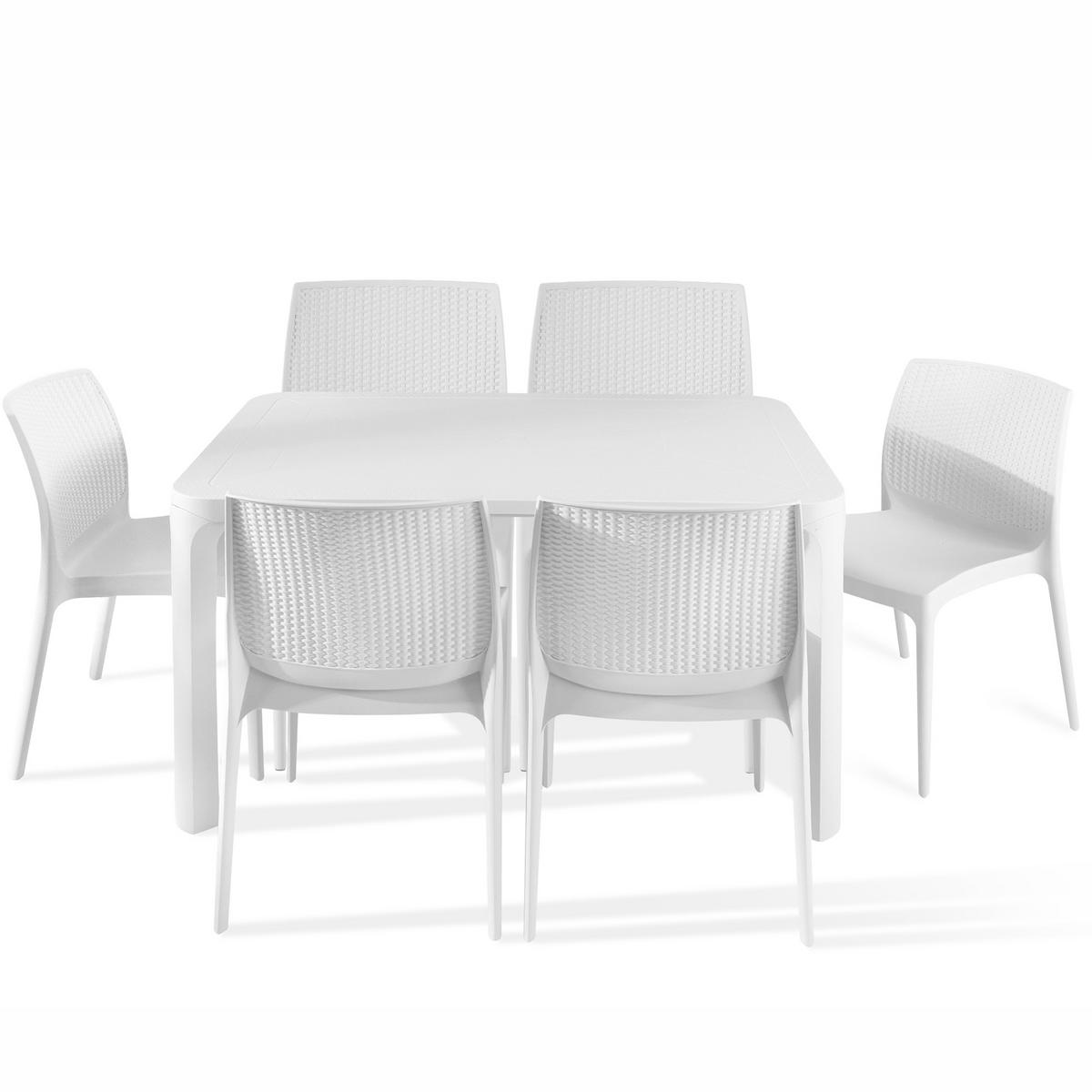 GARTENMÖBEL-SET LEOPSI, RANTU 7-tlg, Weiß - Weiß, Kunststoff - KONSIMO®