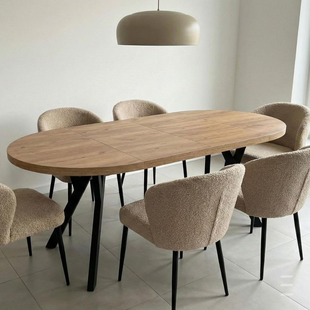 ESSTISCH Runder Ausziehbarer PERO 90/190, Eiche Artisan / Schwarz - Schwarz/Eiche Artisan, Holz (190/90/77cm) - Dekori_Interiors