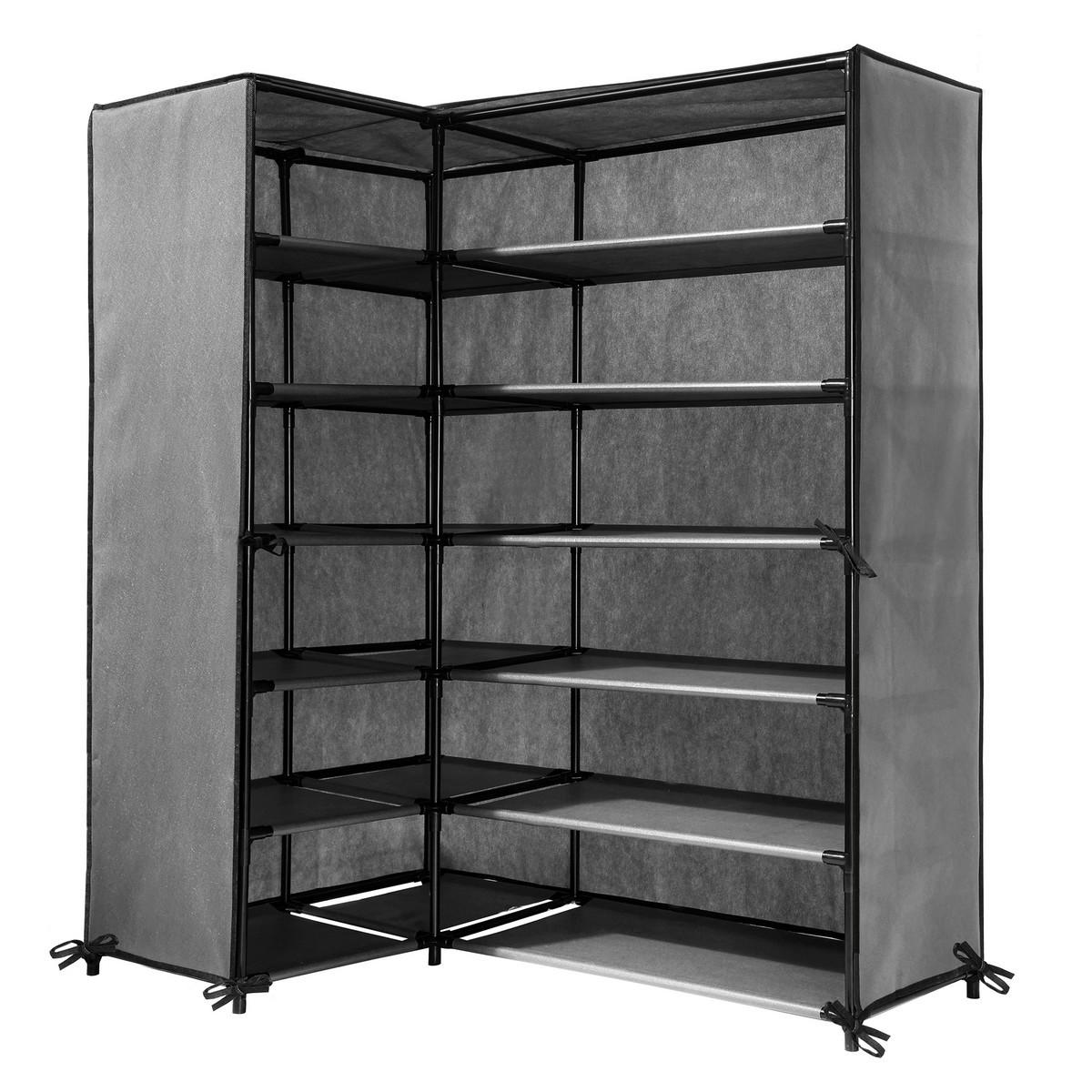 ECK-SCHUHSCHRANK - H107 cm - Grau, Textil (30/107/60cm) - Calicosy