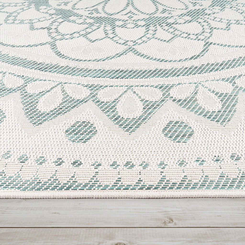 Thumbnail - Paco Home Outdoorteppich, Türkis, Textil, Rechteckig, 160x220 cm, strapazierfähig, für Fußbodenheizung geeignet, Teppich...