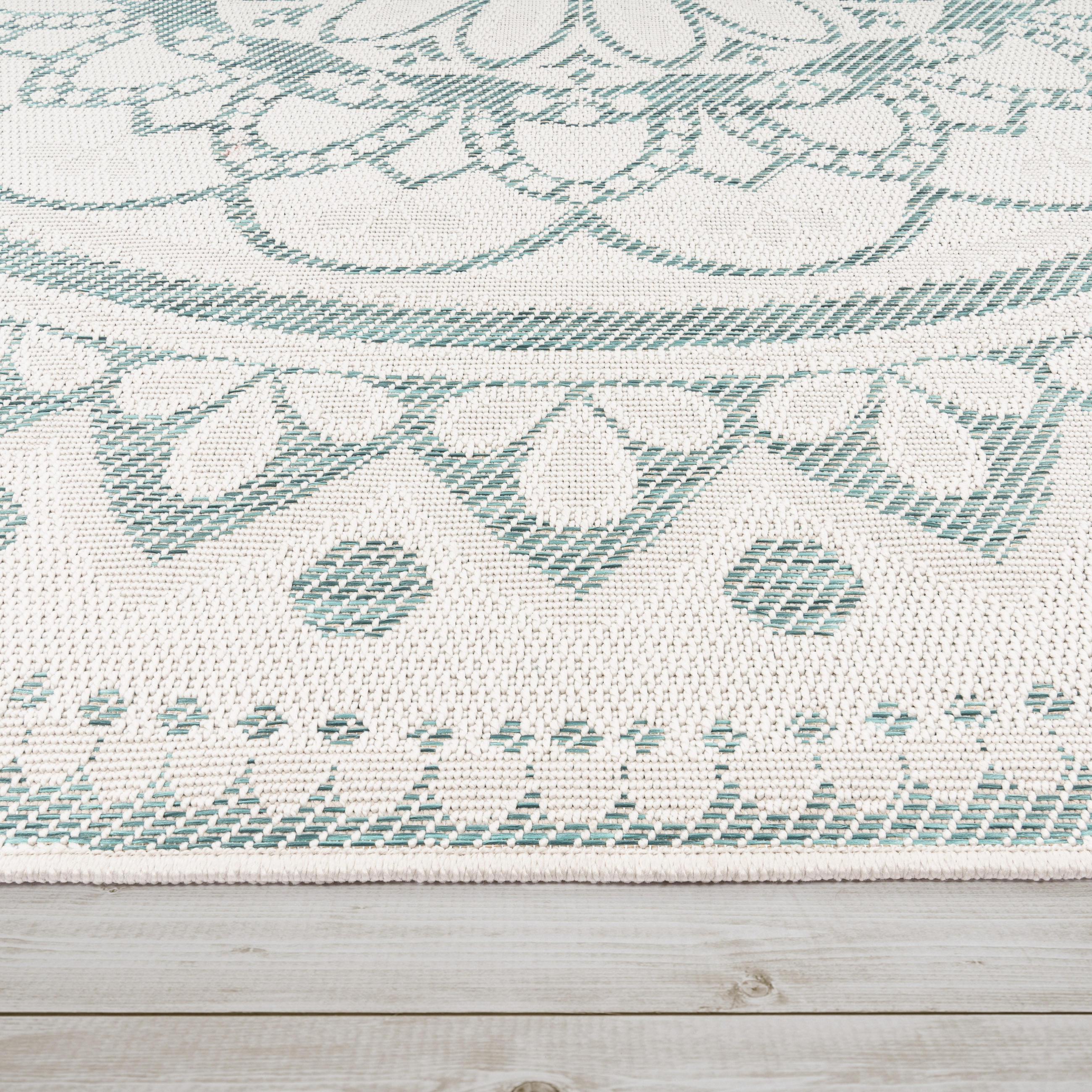 Thumbnail - Paco Home Outdoorteppich, Türkis, Textil, Rechteckig, 80x250 cm, strapazierfähig, für Fußbodenheizung geeignet, Teppiche...