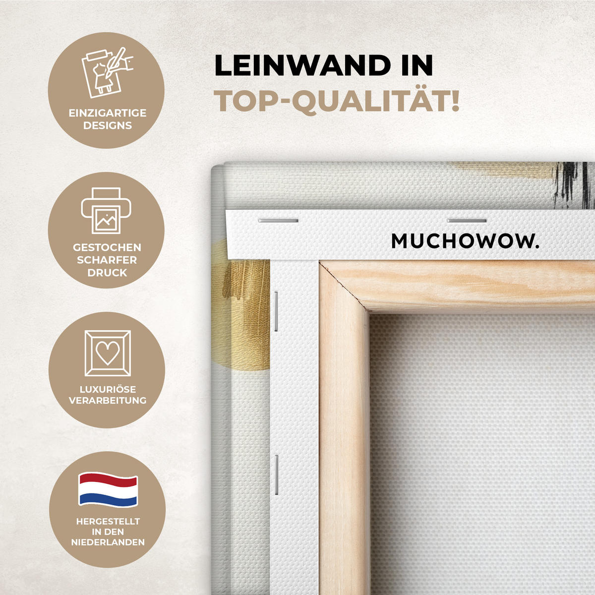 LEINWANDBILD Gold - Rechtecke - Kreise - Abstrakt Deko Wohnzimmer 20x20 cm - Weiß, Textil (20/20cm) - MuchoWow