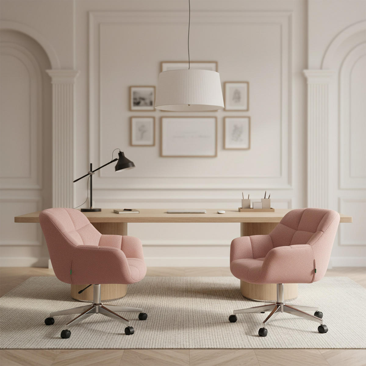 BÜROSTUHL Mika-Nio - Chromfarben/Rosa, Textil/Metall (65/78/66cm) - DUBI Möbel
