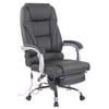 CHEFSESSEL Echtleder Schwarz - Chromfarben/Schwarz, Leder/Metall (69/118/64cm) - CLP