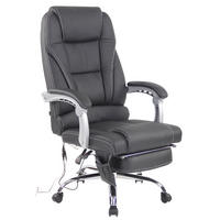 CHEFSESSEL Echtleder Schwarz - Chromfarben/Schwarz, Leder/Metall (69/118/64cm) - CLP