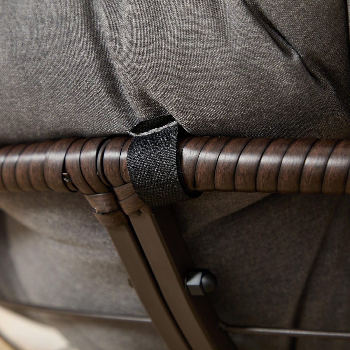 GARTEN-RELAXSESSEL Papasansessel, 360° drehbar,Rattan, Grau - Grau, Kunststoff/Metall (60/67/92cm) - LVHOM