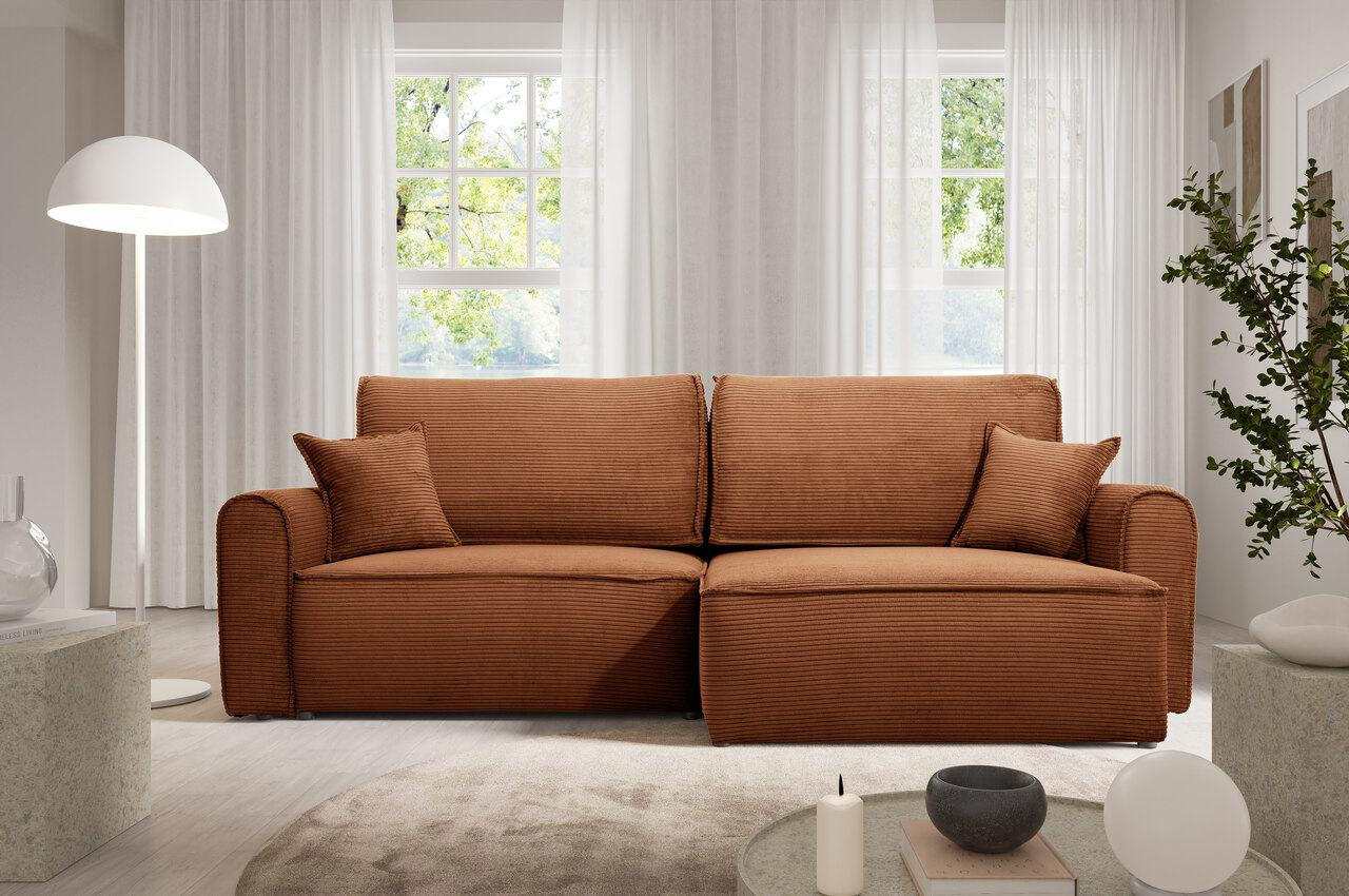 ECKSOFA mit Schlaffunktion Kupfer - Orange, Textil (244/148cm) - Furnisell