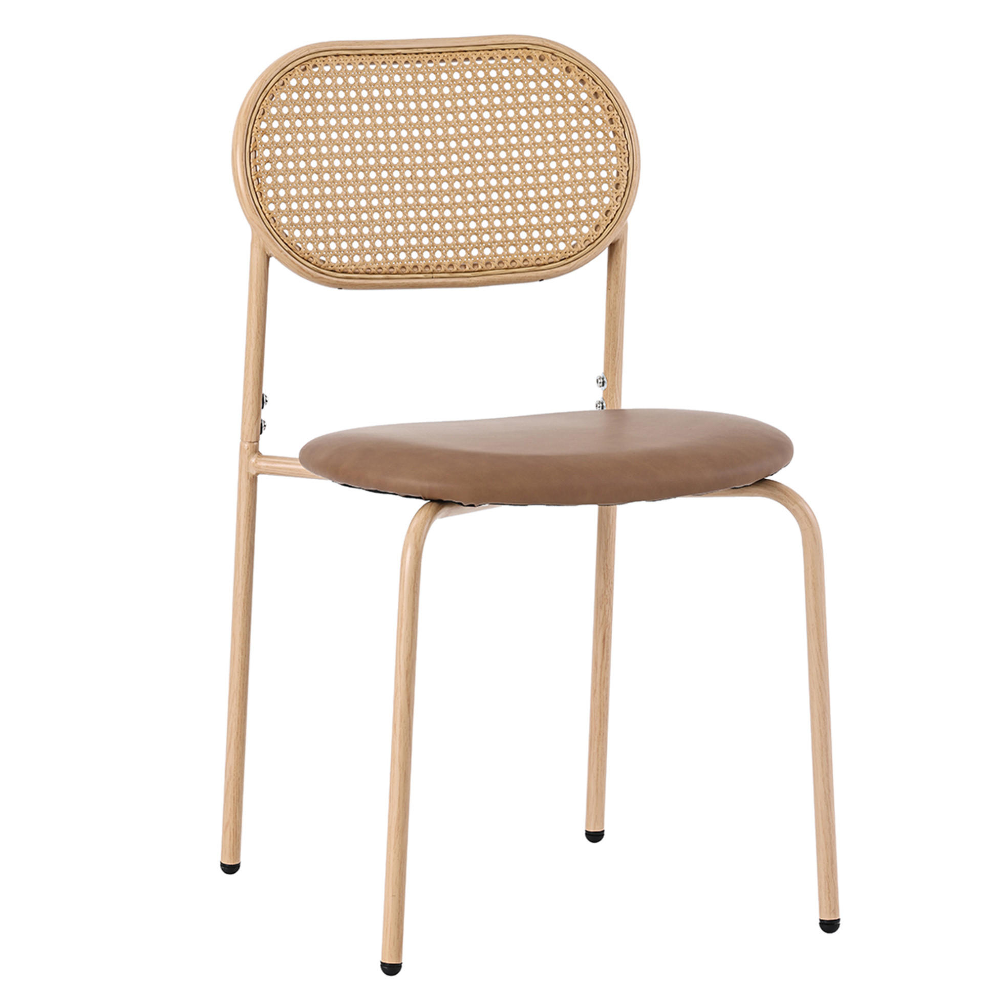 ESSZIMMERSTUHL 4er-Set mit Rattan-Rückenlehne PU Braun - Braun, Metall (46/80/48cm) - Meubliv