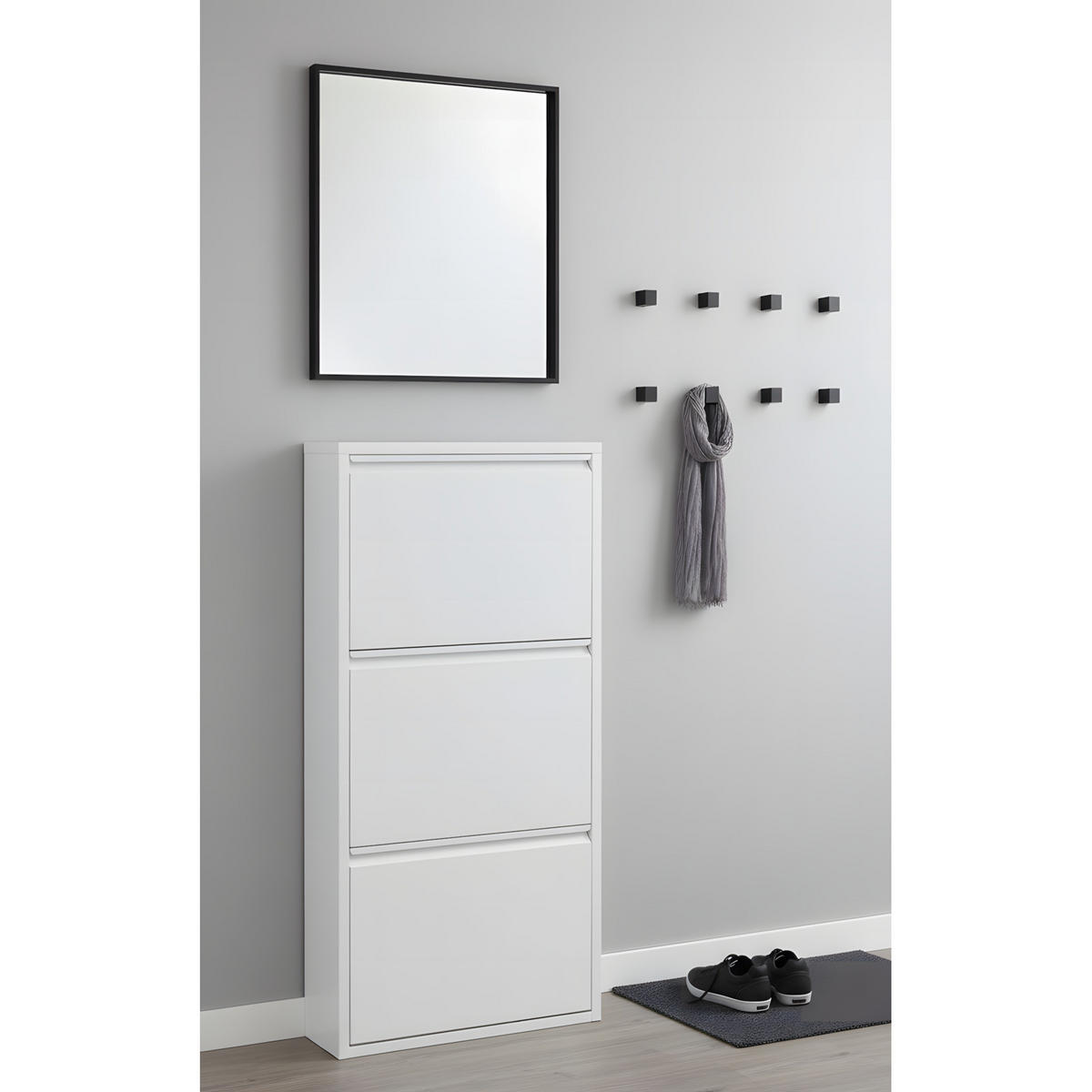 SKOSKÅP Pisa 50 x 16 x 106 cm – vit - Vit, Träbaserade material/Metall (50/106/16cm) - ebuy24